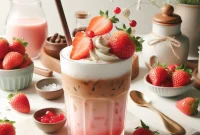 طرز تهیه آیس لته توت فرنگی خانگی ؛ ساده و خوشمزه